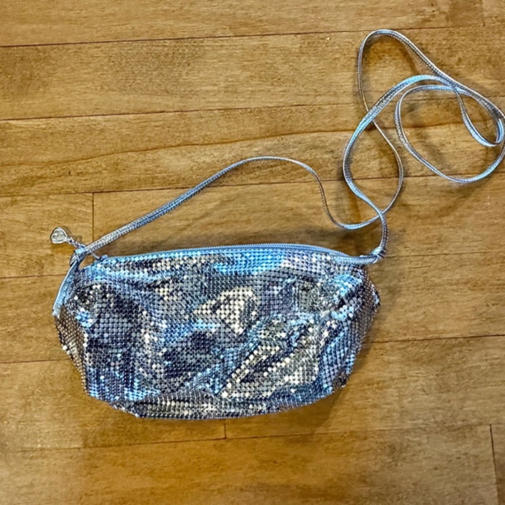 Whiting & Davis Silver Mesh Crossbody Bag